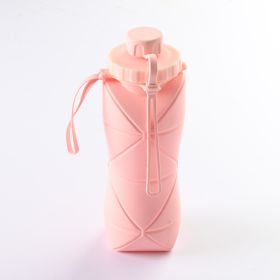 600ml Folding Silicone Water Bottle Sports Water Bottle Outdoor Travel Portable Water Cup Running Riding Camping Hiking Kettle-Pink-600ml