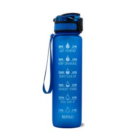 1L Tritan Water Bottle With Time Marker Bounce Cover Motivational Water Bottle Cycling Leakproof Cup For Sports Fitness Bottles-Blue-1L
