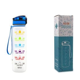 1L Tritan Water Bottle With Time Marker Bounce Cover Motivational Water Bottle Cycling Leakproof Cup For Sports Fitness Bottles-Colorful with box-1L