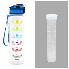 1L Tritan Water Bottle With Time Marker Bounce Cover Motivational Water Bottle Cycling Leakproof Cup For Sports Fitness Bottles-Colorful set-1L