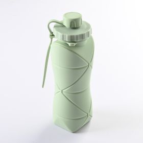 600ml Folding Silicone Water Bottle Sports Water Bottle Outdoor Travel Portable Water Cup Running Riding Camping Hiking Kettle-Green-600ml