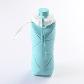 600ml Folding Silicone Water Bottle Sports Water Bottle Outdoor Travel Portable Water Cup Running Riding Camping Hiking Kettle-Blue-600ml