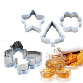 Stainless Steel 4 pcs Cookie Cutter Set Holiday Cookies Cutters for Making Christmas, Fondant Biscuit baking tools.