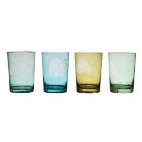 Creative Co-Op Set of 4, 4.25"H Glass Solid Color Bubble Glass, 4 Styles