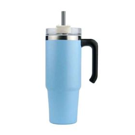 30oz 20oz Handle Vacuum Thermal Mug Beer Cup Travel Car Thermo Mug Portable Flask Coffee Stainless Steel Cups With Lid And Straw (Color: Blue, size: 890ml)